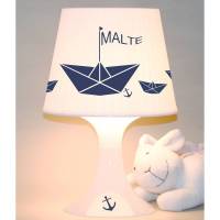 Kinderlampe Schlummerlampe "Papierschiffchen mit Name" Schiffchen, personalisierte Tischlampe Bild 1