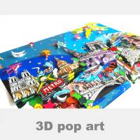 Paris 3D pop art bild Eiffelturm skyline 3Dpopart fine art limited edition bunt personalisierbar geschenk Bild 1