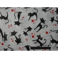 9,80 EUR/m Stoff Baumwolle schwarze Katzen auf weiß Bild 1