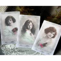 Tolles 3-er Postkarten / Grußkarten Set mit romantischen Vintage Motiven in feinem französischen Stil. Bild 1