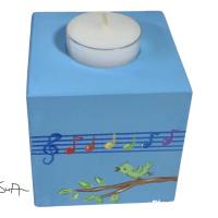 Teelichthalter/Kerzenwürfel/Teelichtwürfel aus Holz "Du bist ein Ton in Gottes Melodie" zur Taufe/Kommunion/Konfirmation Bild 2