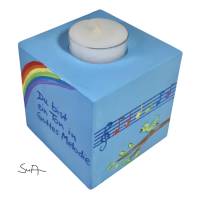 Teelichthalter/Kerzenwürfel/Teelichtwürfel aus Holz "Du bist ein Ton in Gottes Melodie" zur Taufe/Kommunion/Konfirmation Bild 3