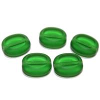 5 Böhmische Glasperlen Button, green, 14x12 mm Bild 1