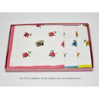 Damen Taschentücher vintage, 3er Set, dreifarbig bedruckt mit Rosen, neu&unbenutzt Bild 1