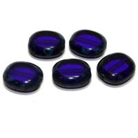 5 Böhmische Glasperlen Button, midnight blue, 14x12 mm Bild 1