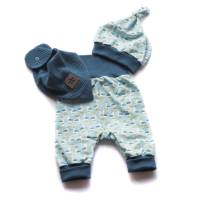 PUMPHOSE Halstuch Mütze Möwen hellblau Geburt Baby Bild 1