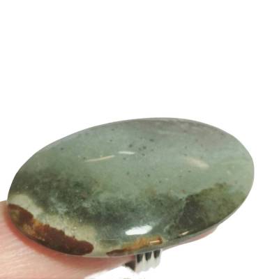 Ring Mookait 45 x 25 mm Stein grau mit dunkelrot als schmales Oval großer statementring unisex