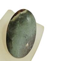 Ring Mookait 45 x 25 mm Stein grau mit dunkelrot als schmales Oval großer statementring unisex Bild 6
