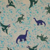 ♕ Jersey mit Dino Saurier  Dinosaurier blau türkis 50  x 145 cm Nähen Stoff T-Rex ♕ Bild 1
