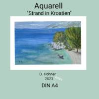 Aquarell, DIN A4 "Strand in Kroatien", original & signiert Bild 2