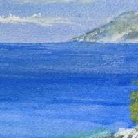 Aquarell, DIN A4 "Strand in Kroatien", original & signiert Bild 6