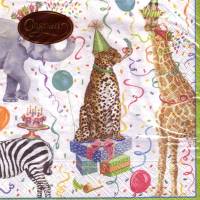 Servietten Party Animals, Dschungeltiere mit Konfetti und Luftballonen, 20 Lunchservietten von Caspari zum Basteln Bild 1
