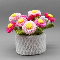 Häkelanleitung Blumen-Dekoration Gänseblümchen im Topf - einfach & vielseitig aus Wollresten Bild 7