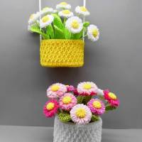 Häkelanleitung Blumen-Dekoration Gänseblümchen im Topf - einfach & vielseitig aus Wollresten Bild 9