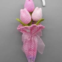Häkelanleitung Blumen-Dekoration Tulpen im Regenschirm Tür-Dekoration - einfach aus Wollresten Bild 3