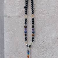 Herren Halskette aus Edelsteinen Amethyst Citrin Lapis Lazuli Onyx Hämatit mit Krystall-Anhänger, LIMITED EDITION Bild 9