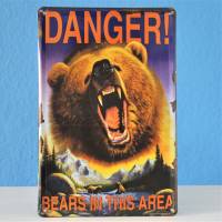 Vintage Blechschild Danger Bears Nostalgie Bild 1
