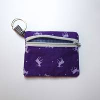 Kleines Täschchen, Geldbeutel, Schlüsselanhänger, lila mit Hirsche Bild 5