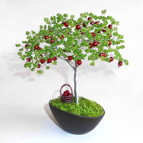 Bastelanleitung Perlenbäumchen – Apfelbaum Bonsai aus Perlen und Draht - und Liebe