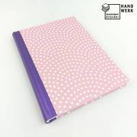 Notizbuch, metallic lila, rosa, Punkte, A5, handgefertigt, 200 Seiten Bild 1