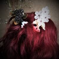 Haarkamm , schwarze Blüten, Gothik Bild 4