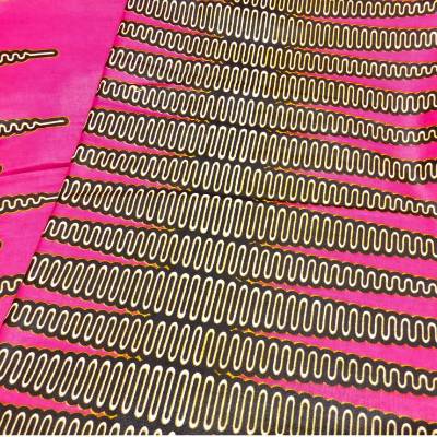 Afrikanischer Wachsdruckstoff Wellenmuster Pink – Leichter Waxprint Baumwolle 50cm Einheit