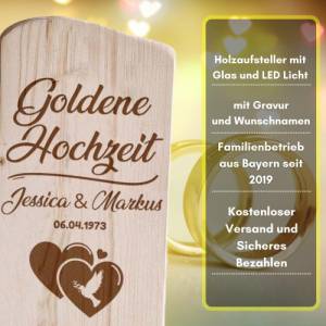 Holz Deko Schild Goldene Hochzeit mit Namen und Datum Bild 3