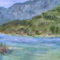 Aquarell, DIN A4 "Lago di mergozzo", original & signiert Bild 7