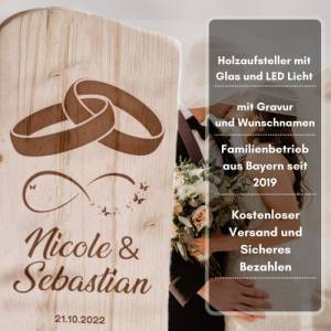Holz Deko Schild | personalisiertes Hochzeitsgeschenk mit Namen und Datum | Holzschild mit Laterne Bild 3