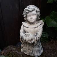 Steinfigur Engel: Die perfekte wetterfeste Gartenfigur für Ihr Zuhause Handgemacht patiniert Balkon Terrasse Bild 4