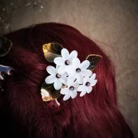 Haarkamm , weisse Blüten, Hochzeit Bild 7