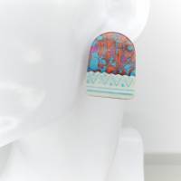 Mehrfarbige Ohrringe aus Polymerton, abstrakte geometrische Ohrstecker für Sommerkleid, Ohrstecker für Frauen, Geschenk Bild 4