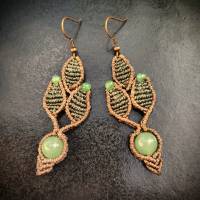 Makramee-Ohrringe mit grünen Aventurin-Perlen Bild 1