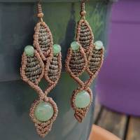 Makramee-Ohrringe mit grünen Aventurin-Perlen Bild 2