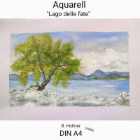 Aquarell, DIN A4 "Lago delle fate", original & signiert Bild 3