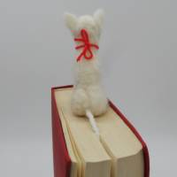 Lesezeichen weiße Katze - bewacht das Buch seiner Besitzer, witziges Lesezeichen für Katzenfreunde, Bild 4