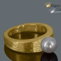 Goldschmiede Silberring "straight with pearl", massiv Sterling Silber, Herrenring, Damenring, Silberschmuck hand Bild 1