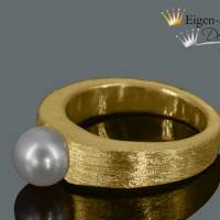 Goldschmiede Silberring "straight with pearl", massiv Sterling Silber, Herrenring, Damenring, Silberschmuck hand Bild 2