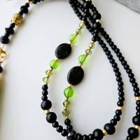 lange Kette mit Quaste, Kette mit Wechselanhänger, Perlenkette für Damen, Kette schwarz, Kette grün, lange Ketten Bild 3