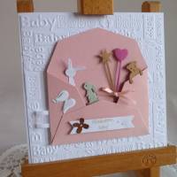 Karte zur Geburt/Taufe, Geburtskarte in rosa/weiß für ein Mädchen Bild 1