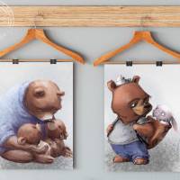 Wandbilder Kinder - Zwillinge Poster | Bilder Kinderzimmer [A3]  | Fluffy Hugs Bild 4