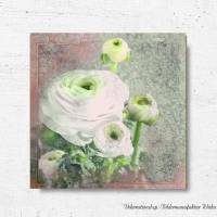 RANUNKELBLÜTE im Vintage Style Blumenbild auf Holz Leinwand Kunstdruck Wanddeko Landhausstil Shabby Chic günstig kaufen Bild 3