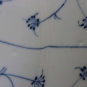 ovaler Servierteller Gebäckteller Porzellan Indisch Blau Strohblumen Greiner Rauenstein um 1900 Bild 3