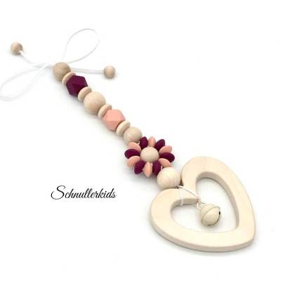 Maxi Cosi Anhänger, Herz, Monstera, Schwangerschaft Geschenk, Geburt, Taufe, Baby- Kleinkindspielzeug