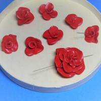 Perlensortiment, Blüten, rot, Polymer Clay, Blumen, Fimo, Perlenmix, Perlenset, Perlenmischung Bild 1