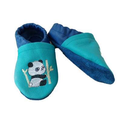 Krabbelschuhe Lauflernschuhe Schuhe Panda Bär Leder Handmad personalisiert