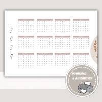 Kalender 2024 zum Ausdrucken A4 | Plan, Kalender&Listen Printables, Kalender Jahresansicht Bild 2