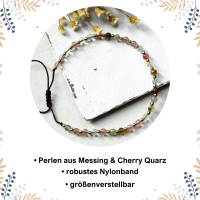 Fußkettchen mit Perlen Cherry Quarz & Messing | Sommer | Strand Bild 2