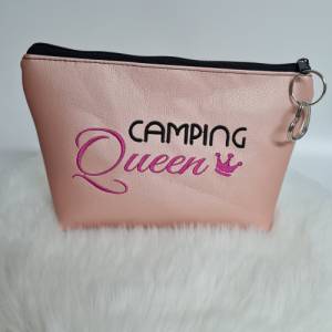 Kosmetiktasche Camping Queen  Schminktasche Utensilientasche Kleinigkeiten Tasche mit Anhänger rosa Bild 2