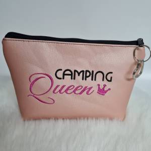 Kosmetiktasche Camping Queen  Schminktasche Utensilientasche Kleinigkeiten Tasche mit Anhänger rosa Bild 3